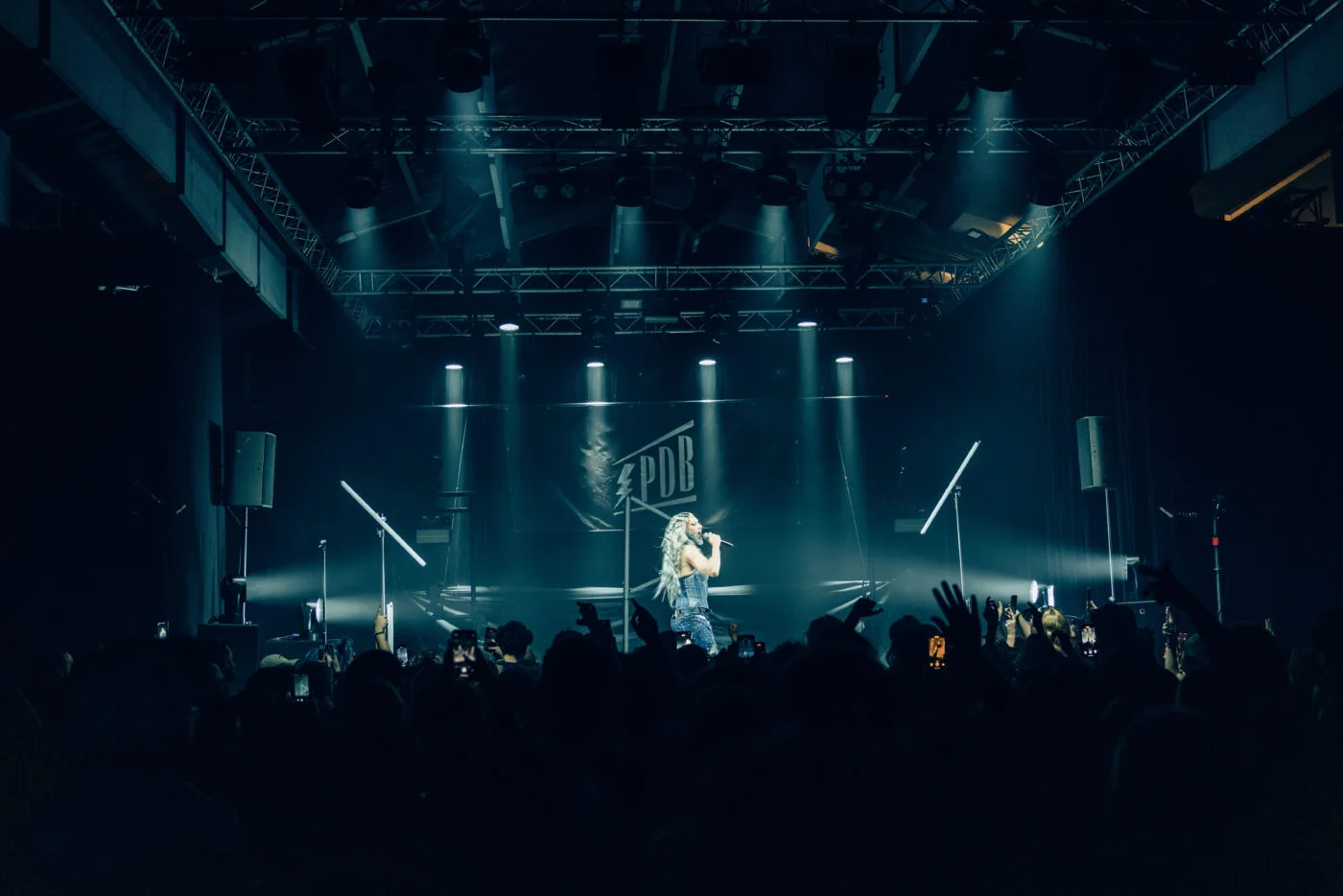 Le Printemps de Bourges: Vid konsertscene med blå lys og publikum.